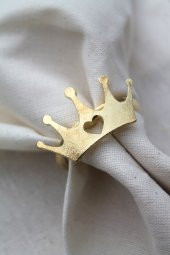 6 Adet Dekoratif Gold Queen Peçete Halkası - Napkin Ring - 2