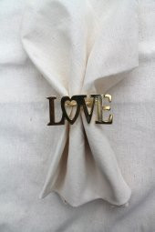 6 Adet Dekoratif Gold Love Peçete Halkası - Napkin Ring - 1