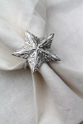 6 Adet Dekoratif Gümüş Star Nova Peçete Halkası - Napkin Ring - 1