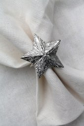 6 Adet Dekoratif Gümüş Star Nova Peçete Halkası - Napkin Ring - 2