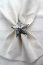 6 Adet Dekoratif Gümüş Star Nova Peçete Halkası - Napkin Ring - 3