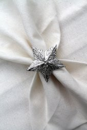 6 Adet Dekoratif Gümüş Star Nova Peçete Halkası - Napkin Ring - 4