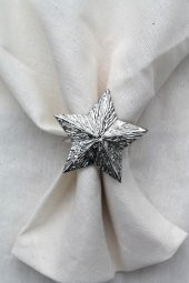 6 Adet Dekoratif Gümüş Star Nova Peçete Halkası - Napkin Ring - 7