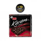 Eti Karam 54 Kakaolu Bitter Çikolata 60 g x 10 Adet - 1