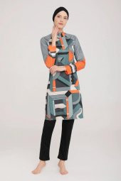 Rozamay Rıgel 9023 Tam Boy Lycralı Dijital Desen Tesettür Mayo - 7