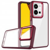 Vivo Y35 Kılıf Renkli Kenar Arkası Şeffaf Flora Silikon Kılıf thumbnail 3