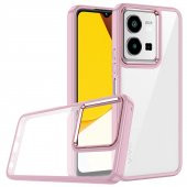Vivo Y22S Kılıf Renkli Kenar Arkası Şeffaf Flora Silikon Kılıf - 7