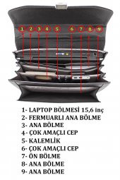 Erkek El Çantası Omuz Askılı Kilit Mekanizmalı Organizer Iç Bölme 15,6 Inç A4 Uyumlu - 3