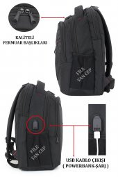 Usb Aparatlı Unisex Sırt Çantası 15,6 Inç Laptop Bölmeli Su Geçirmez Kumaş - 4