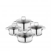 Schafer Stahl Çelik Tencere Seti  8 Parça Inox thumbnail 1