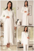 Carpediem LR 1519 Bayan Ekru 4 Parça Hamile Lohusa Gecelik Seti thumbnail 1