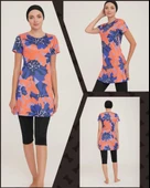 Rozamay Deren 9082 Kısa Kol Lycralı Dijital Desen Tesettür Havuz Mayo thumbnail 3