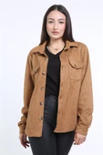 İntersivin Unisex Taba Cepli Normal Kalıp Sevgili Ceket Gömlekleri - 3