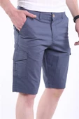 İntersivin Erkek Kargo Cepli Pamuklu Likralı İndigo Kapri-Şort thumbnail 3