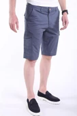 İntersivin Erkek Kargo Cepli Pamuklu Likralı İndigo Kapri-Şort thumbnail 1