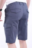 İntersivin Erkek Kargo Cepli Pamuklu Likralı İndigo Kapri-Şort thumbnail 6
