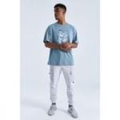Tommy Life Mint Yeşili Büyük Baskılı O Yaka Erkek Oversize T-shirt - 88092 T12ER-88092 - 4