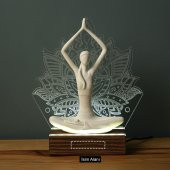 Veraart Işıklı Kişiselleştirilebilir Lotus Çiçeği Yoga Yapan Kadın Biblo Gece Lambası Dekoratif Obje - 2