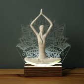Veraart Işıklı Kişiselleştirilebilir Lotus Çiçeği Yoga Yapan Kadın Biblo Gece Lambası Dekoratif Obje - 4