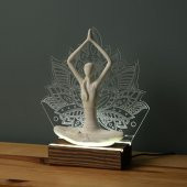 Veraart Işıklı Kişiselleştirilebilir Lotus Çiçeği Yoga Yapan Kadın Biblo Gece Lambası Dekoratif Obje - 5
