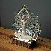 Veraart Işıklı Kişiselleştirilebilir Lotus Çiçeği Yoga Yapan Kadın Biblo Gece Lambası Dekoratif Obje - 6
