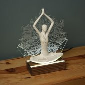 Veraart Işıklı Kişiselleştirilebilir Lotus Çiçeği Yoga Yapan Kadın Biblo Gece Lambası Dekoratif Obje - 7