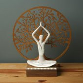 Veraart Işıklı Kişiselleştirilebilir Hayat Ağacı Yoga Yapan Kadın Biblo Gece Lambası Dekoratif Obje Gold - 4