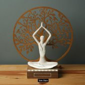 Veraart Işıklı Kişiselleştirilebilir Hayat Ağacı Yoga Yapan Kadın Biblo Gece Lambası Dekoratif Obje Gold - 5