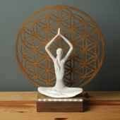 Veraart Işıklı Kişiselleştirilebilir Yaşam Çiçeği Yoga Yapan Kadın Biblo Gece Lambası Dekoratif Obje Gold - 3