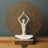 Veraart Işıklı Kişiselleştirilebilir Yaşam Çiçeği Yoga Yapan Kadın Biblo Gece Lambası Dekoratif Obje Gold - 6