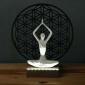 Veraart Işıklı Kişiselleştirilebilir Yaşam Çiçeği Yoga Yapan Kadın Biblo Gece Lambası  Dekoratif Obje Siyah - 1
