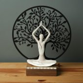 Veraart Işıklı Kişiselleştirilebilir Hayat Ağacı Yoga Yapan Kadın Biblo Gece Lambası Dekoratif Obje Siyah - 2