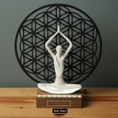 Veraart Işıklı Kişiselleştirilebilir Yaşam Çiçeği Yoga Yapan Kadın Biblo Gece Lambası  Dekoratif Obje Siyah - 6
