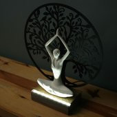 Veraart Işıklı Kişiselleştirilebilir Hayat Ağacı Yoga Yapan Kadın Biblo Gece Lambası Dekoratif Obje Siyah - 4