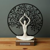 Veraart Işıklı Kişiselleştirilebilir Hayat Ağacı Yoga Yapan Kadın Biblo Gece Lambası Dekoratif Obje Siyah - 5