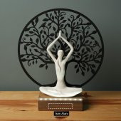 Veraart Işıklı Kişiselleştirilebilir Hayat Ağacı Yoga Yapan Kadın Biblo Gece Lambası Dekoratif Obje Siyah - 6