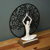 Veraart Işıklı Kişiselleştirilebilir Hayat Ağacı Yoga Yapan Kadın Biblo Gece Lambası Dekoratif Obje Siyah - 7