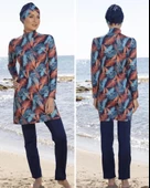 ESTİVA 23910 Lacivert Dijital Desenli Tam Boy Lycralı Tesettür Mayo thumbnail 2