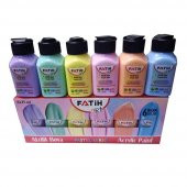Akrilik Boya Pastel 6 Renk 75 ml 1 Paket Akrilik Boya Seti 6 lı Ahşap Tuval Taş Ağaç Boyamalar İçin İdea Boyama Seti - 1