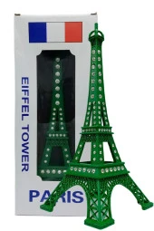 Metal Paris Eyfel Kulesi Yeşil Kristal Taşlı 25cm thumbnail 8