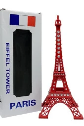Metal Paris Eyfel Kulesi Kırmızı Kristal Taşlı 25cm thumbnail 7