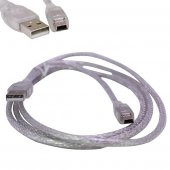 IPOD ŞARJ ALETİ KABLOSU USB 5 PİN GENİŞ 1.5 METRE ŞEFFAF POWERMASTER (SL-UK5) - 1