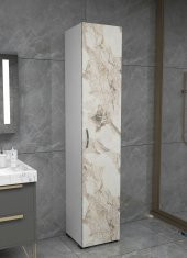 Tek Kapaklı 5 Raflı Mermer Desenli Çok Amaçlı Banyo Mutfak Kiler Dolabı tek kapılı Erzak Dolabı - 2