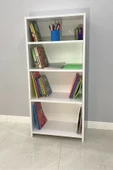 IRMAK MOBİLYA 4 Raflı Modern Kitaplık Dosya Kitap Rafı Ofis Ev Rafı Kitap Raf Beyaz - 1