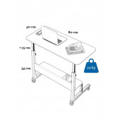 servetavcı Yükseklik Ayarlı Raflı Çalışma Masası - Atlantik Çam (Tekerli) 80x40 - 2