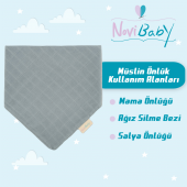 Novibaby Müslin Bebek Fular Önlük  Tarçın  Mama Önlüğü Salya Bezi Ağız Mendili Bandana 30x30cm - 3