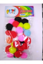 Puti Karışık Renkli Pompom 4469 - 1