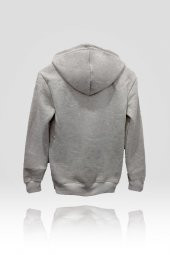 Unisex Gri Fermuarlı Kapşonlu Hırka - 2