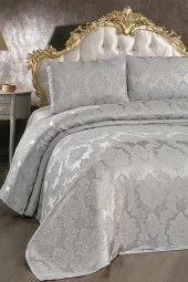 Toprak Jakarlı Şönil Yatak Örtüsü Gri thumbnail 5