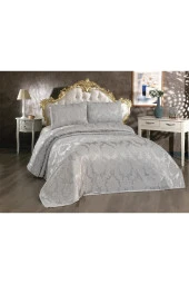 Toprak Jakarlı Şönil Yatak Örtüsü Gri thumbnail 6